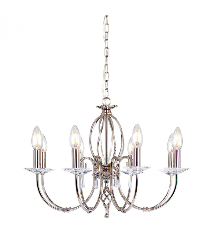 Aegean 8 Light Chandelier Polished Nickel Finish E14
