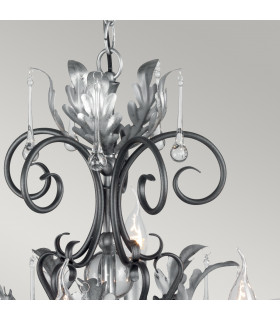 Amarilli 10 Light Chandelier Black Silver Floral Leaves Design  E14-2