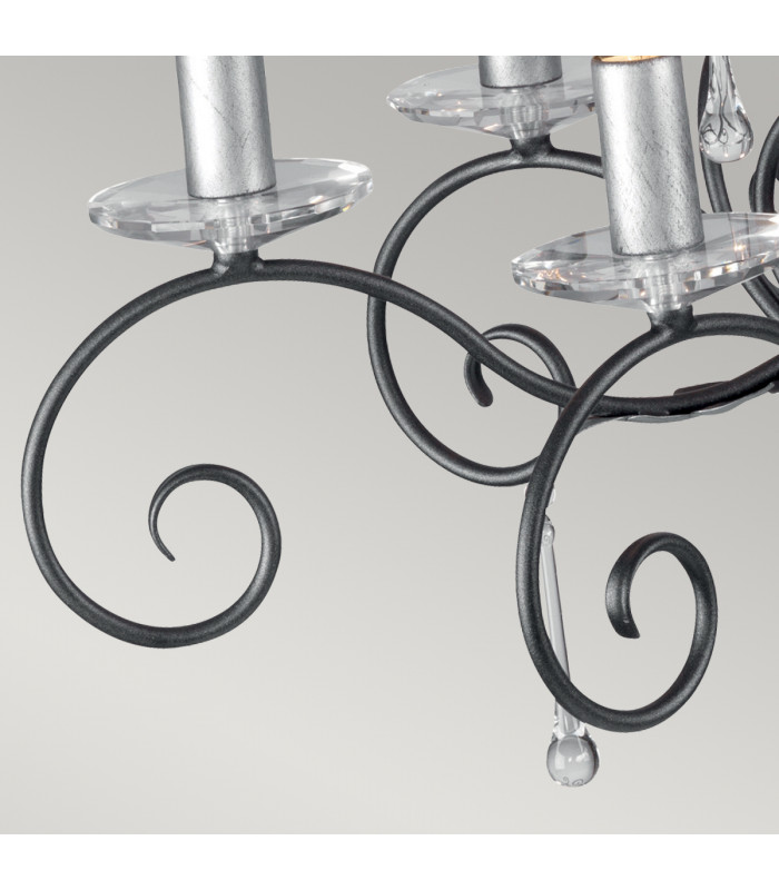 Amarilli 10 Light Chandelier Black Silver Floral Leaves Design  E14-4