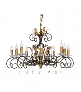 Amarilli 10 Light Chandelier Bronze Gold Floral Leaves Design  E14-1