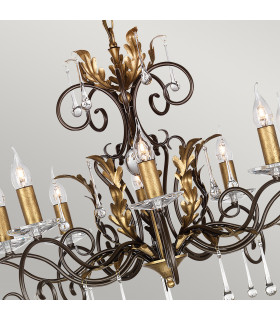 Amarilli 10 Light Chandelier Bronze Gold Floral Leaves Design  E14-2