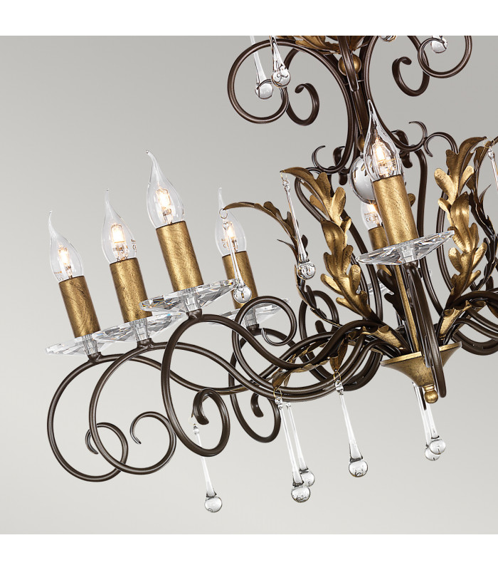 Amarilli 10 Light Chandelier Bronze Gold Floral Leaves Design  E14-3