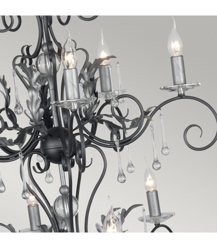 Amarilli 15 Light Candle Pendant Black Silver-3