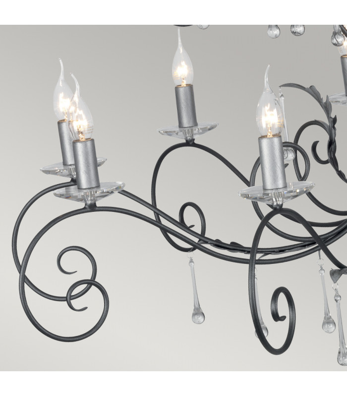 Amarilli 15 Light Candle Pendant Black Silver-4