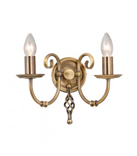 Artisan 2 Light Indoor Candle Wall Light Aged Brass E14-1
