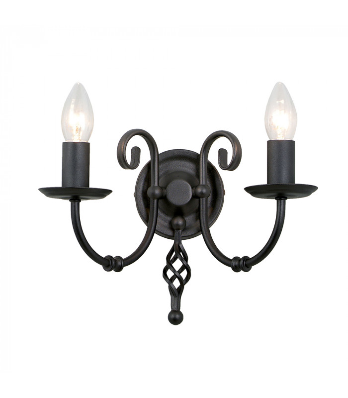 Artisan 2 Light Indoor Candle Wall Light Black E14-1