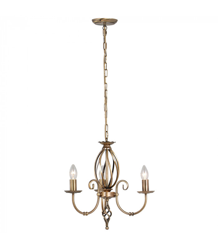 Artisan Chandelier 3 Light Aged Brass Finish E14-1