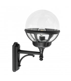 Bologna Outdoor 1 Light Up Globe Wall Light Black IP54 E27-1