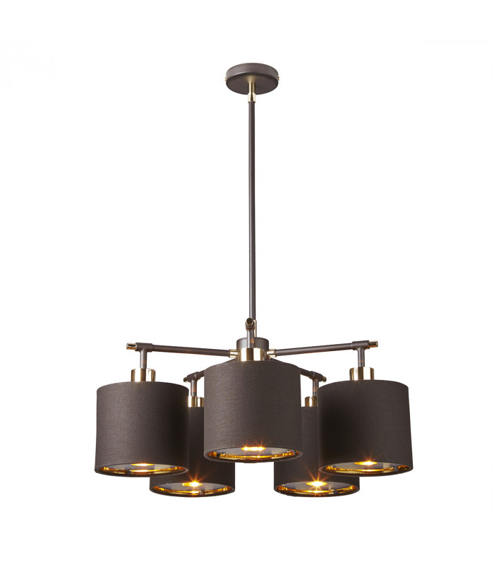 Balance 5 Light Multi Arm Ceiling Pendant Light Brown Polished Brass E27-1