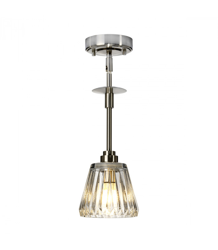 Agatha 1 Light Ceiling Pendant Light Brushed Nickel IP44 G9