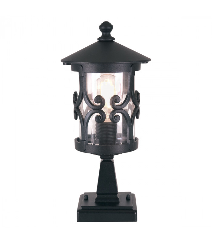 Hereford 1 Light Outdoor Pedestal Light Black E27-1
