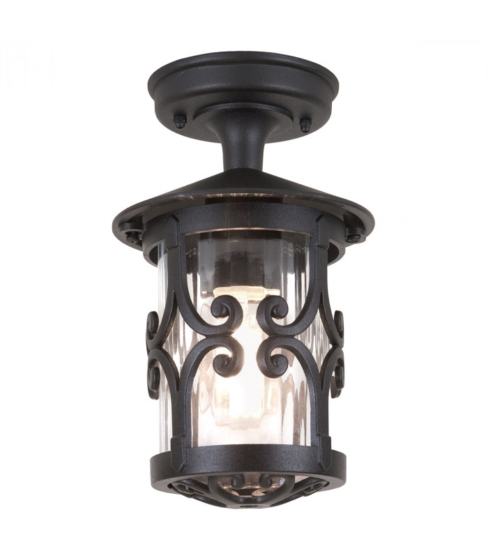 Hereford 1 Light Outdoor Ceiling Lantern Black E27-1