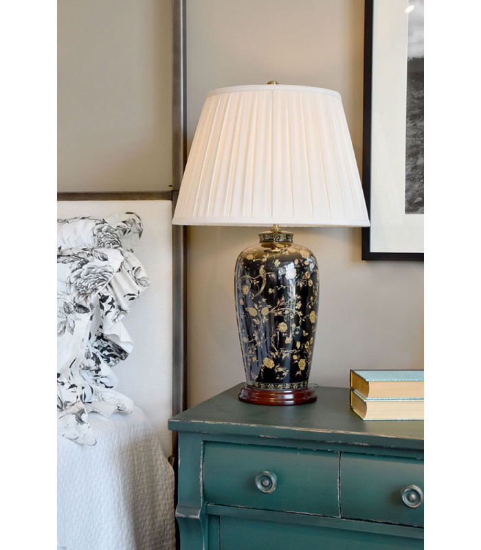 Blackbirds 1 Light Table Lamp Black Gold E27-3