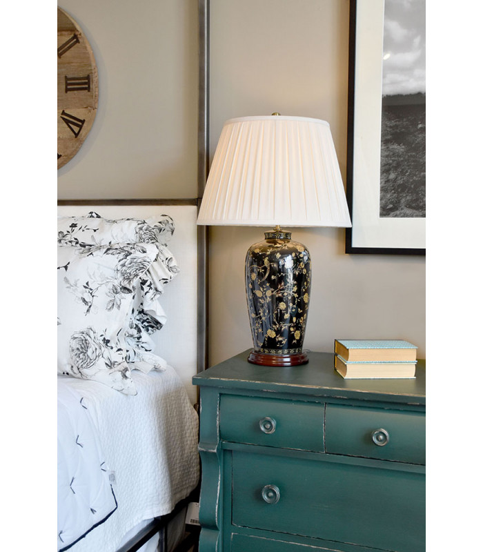 Blackbirds 1 Light Table Lamp Black Gold E27-4