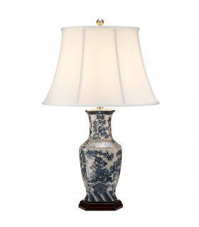 Blue Hex Chinese Porcelain Table Lamp Floral Patern-1