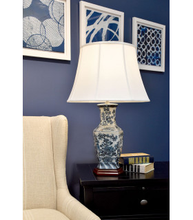 Blue Hex Chinese Porcelain Table Lamp Floral Patern-3