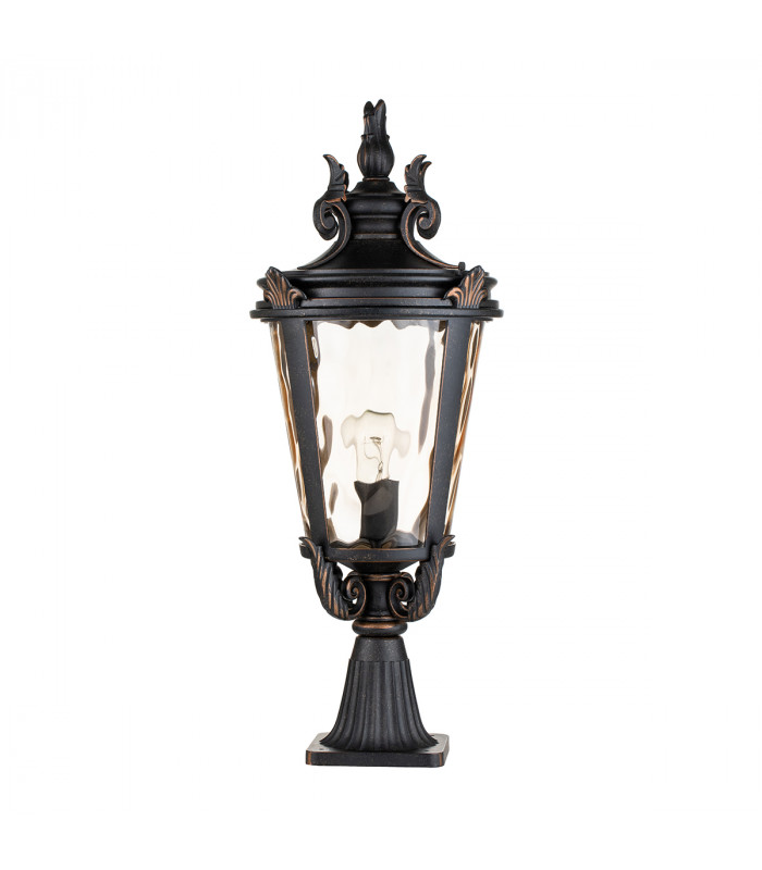 Baltimore 1 Light Large Outdoor Pedestal Lantern Weathered Bronze IP44 E27-5