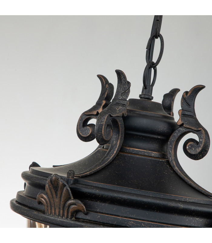 Baltimore 1 Light Large Outdoor Ceiling Chain Lantern Weathered Bronze E27-2
