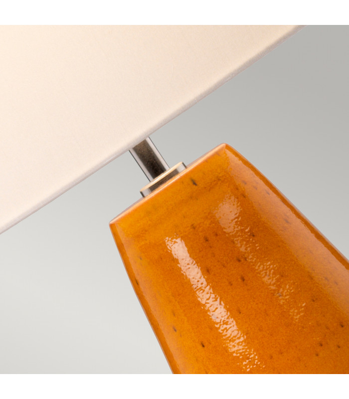 Burnt Oak Table Lamp with Cylindrical Shade-3