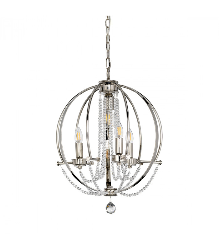 Cassie 4 Light Chandelier Polished Nickel-2