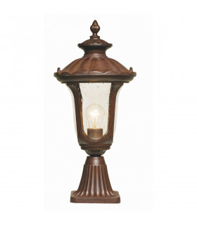 Chicago 1 Light Small Outdoor Pedestal Lantern Rusty Bronze IP44 E27-1
