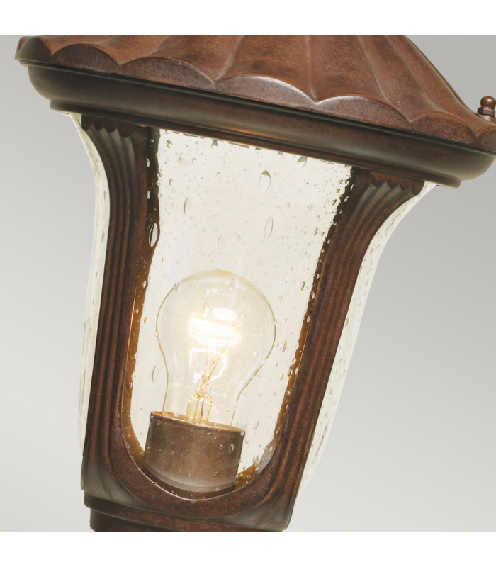 Chicago 1 Light Small Outdoor Pedestal Lantern Rusty Bronze IP44 E27-3