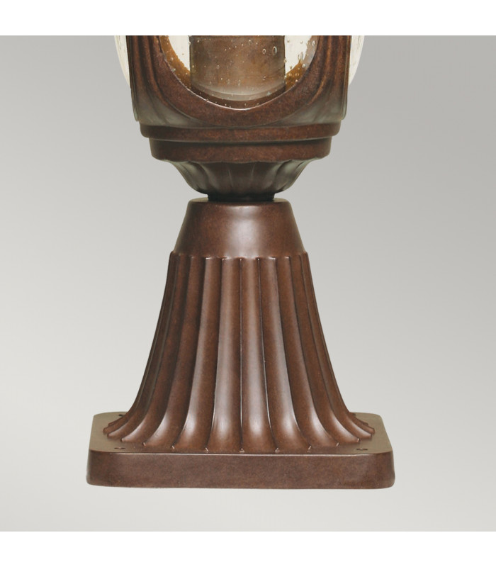 Chicago 1 Light Small Outdoor Pedestal Lantern Rusty Bronze IP44 E27-4