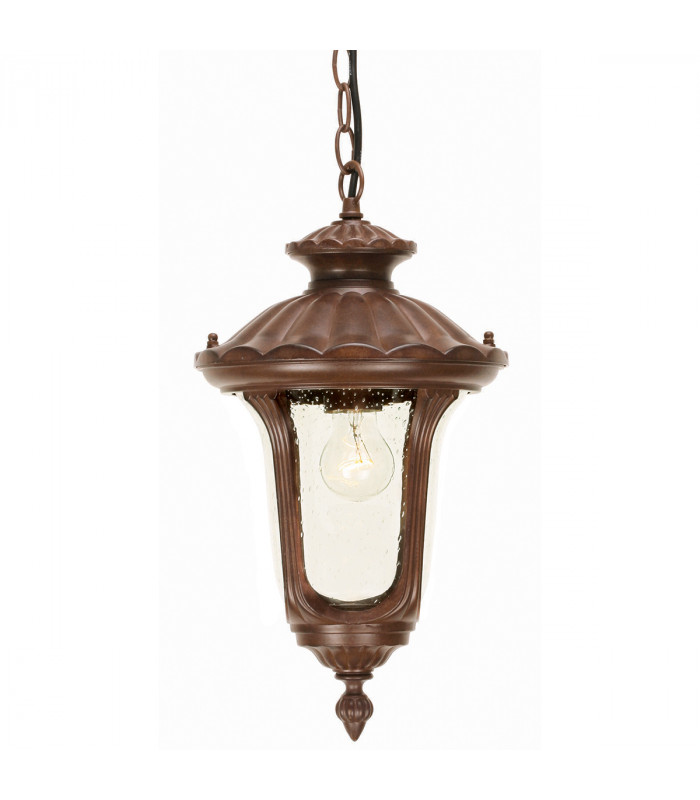 Chicago 1 Light Small Outdoor Ceiling Chain Lantern Rusty Bronze Patina IP44 E27