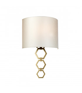 Clark Medium 1 Light Wall Light Aged Brass Ivory Faux Silk Shade-1
