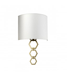Clark Medium 1 Light Wall Light Aged Brass Ivory Faux Silk Shade-2