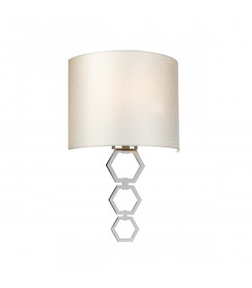 Clark Medium 1 Light Wall Light Polished Chrome Ivory Faux Silk Shade-1