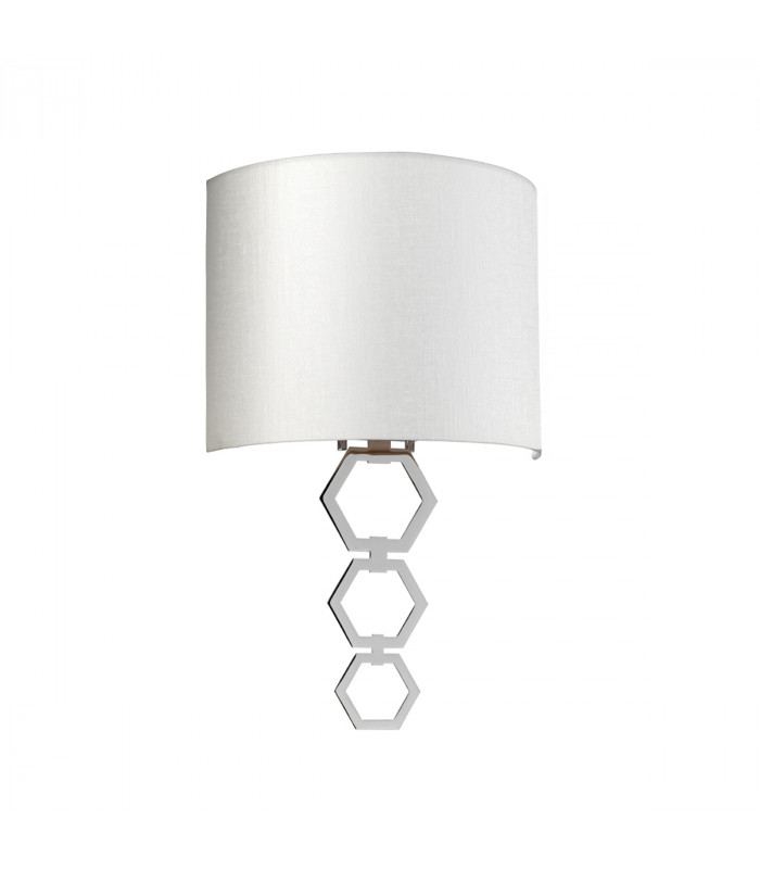 Clark Medium 1 Light Wall Light Polished Chrome Ivory Faux Silk Shade-2