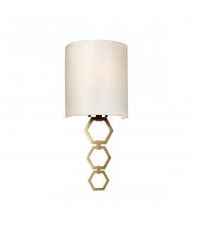 Clark Small 1 Light Wall Light Aged Brass Ivory Faux Silk Shade-1