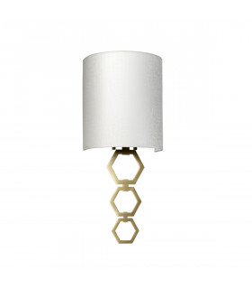 Clark Small 1 Light Wall Light Aged Brass Ivory Faux Silk Shade-2