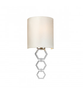 Clark Small 1 Light Wall Light Polished Chrome Ivory Faux Silk Shade-1