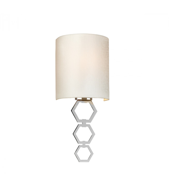 Clark Small 1 Light Wall Light Polished Chrome Ivory Faux Silk Shade-1