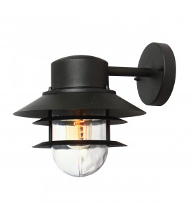 Copenhagen 1 Light Outdoor Dome Wall Lantern Light Black IP44 E27-1