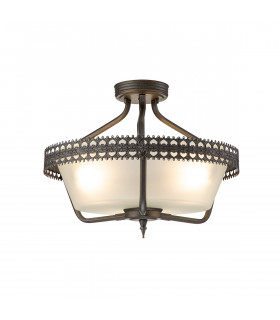 Crown 3 Light Semi Flush Ceiling Pendant Light Iron E27-1