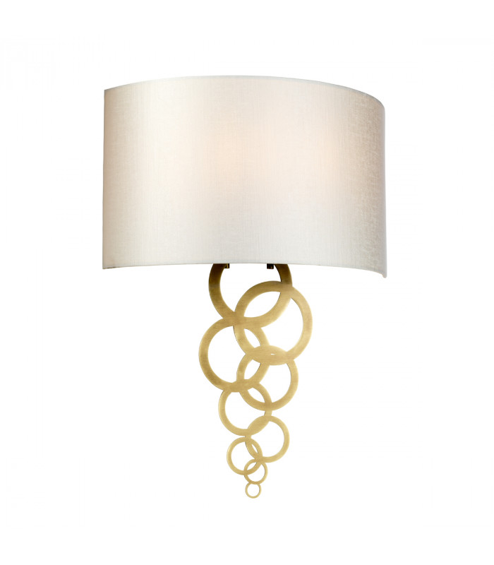 Curtis Large 2 Light Wall Light Aged Brass Ivory Faux Silk Shade-1