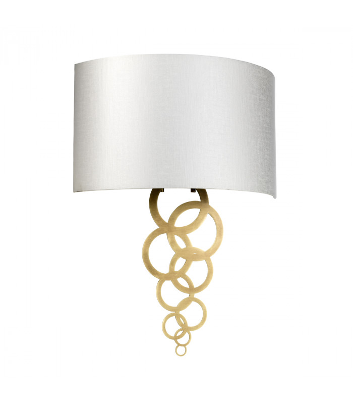 Curtis Large 2 Light Wall Light Aged Brass Ivory Faux Silk Shade-2