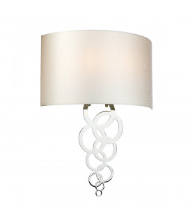 Curtis Large 2 Light Wall Light Polished Chrome Ivory Faux Silk Shade-1
