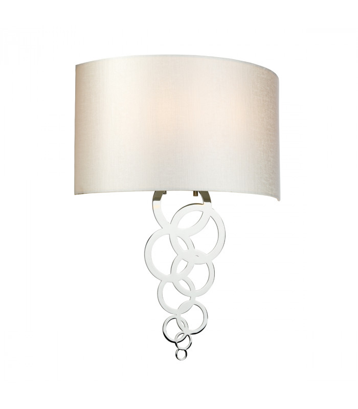 Curtis Large 2 Light Wall Light Polished Chrome Ivory Faux Silk Shade-1
