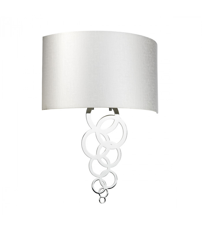 Curtis Large 2 Light Wall Light Polished Chrome Ivory Faux Silk Shade-2