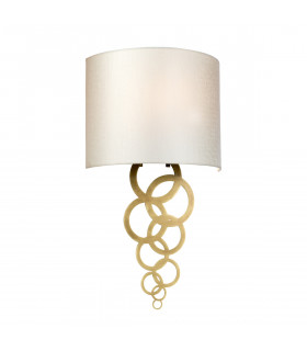 Curtis Medium 1 Light Wall Light Aged Brass Ivory Faux Silk Shade-1