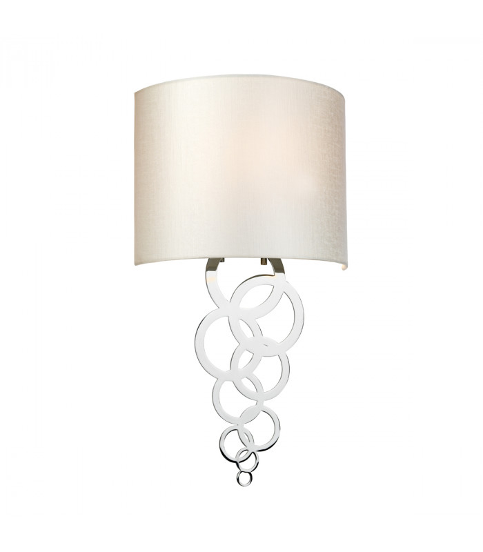 Curtis Medium 1 Light Wall Light Polished Chrome Ivory Faux Silk Shade-1