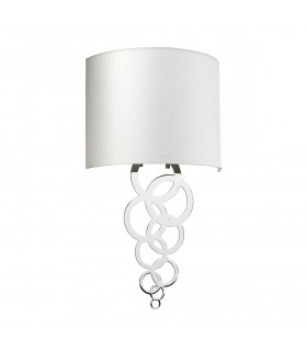 Curtis Medium 1 Light Wall Light Polished Chrome Ivory Faux Silk Shade-2