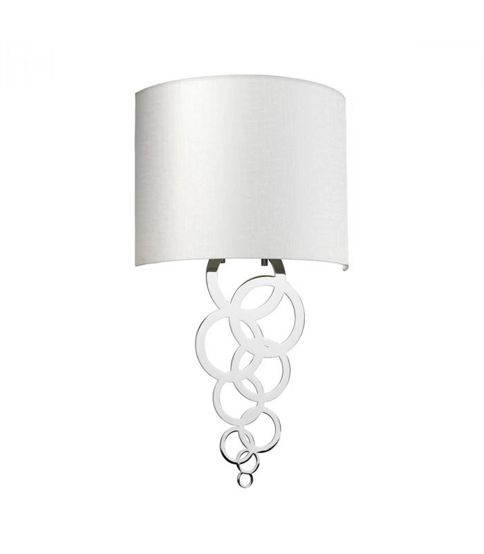 Curtis Medium 1 Light Wall Light Polished Chrome Ivory Faux Silk Shade-2