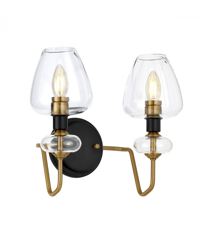 Armand 2 Light Wall Light Aged Brass Glass Shades-1