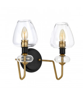 Armand 2 Light Wall Light Aged Brass Glass Shades-2