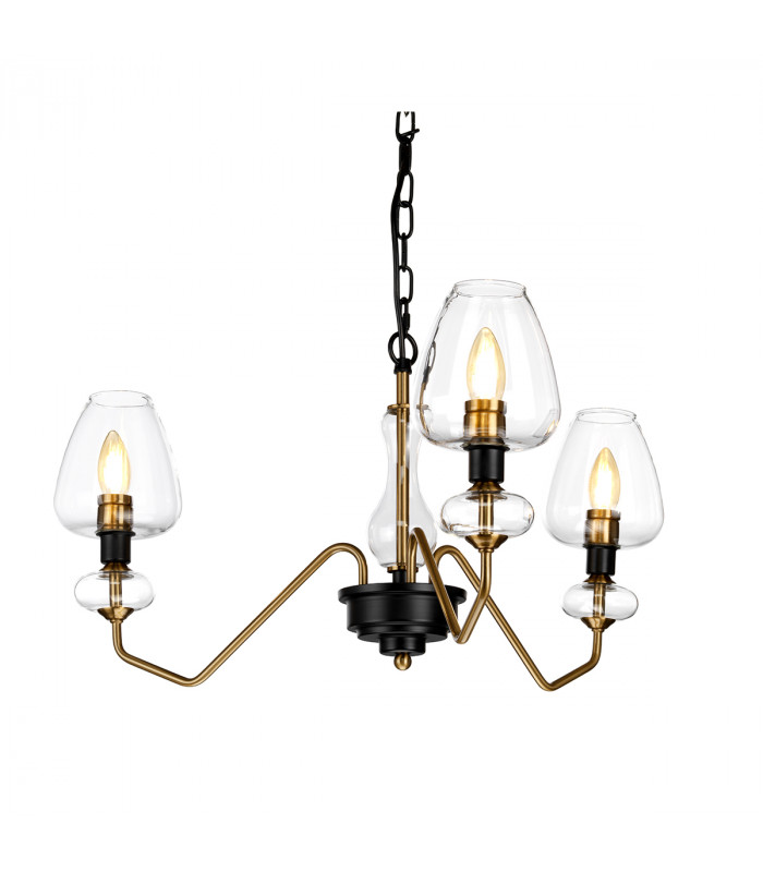 Armand 3 Light Pendant Aged Brass Glass Shades-1